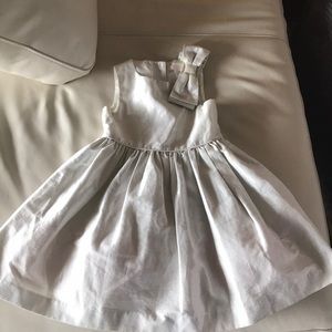 Soft metallic silver dress with bow accent